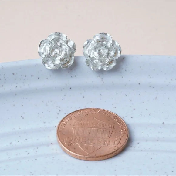 Ladies Dainty Cherry Blossom Detailed Post Stud 925Sterling Silver Plated - Picture 5 of 13